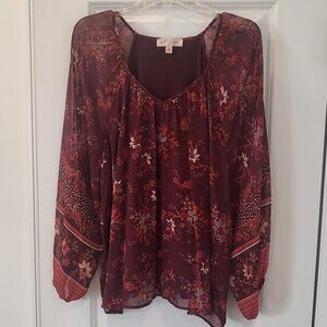PHILOSOPHY PURPLE BOHO PEASANT BLOUSE LARGE
